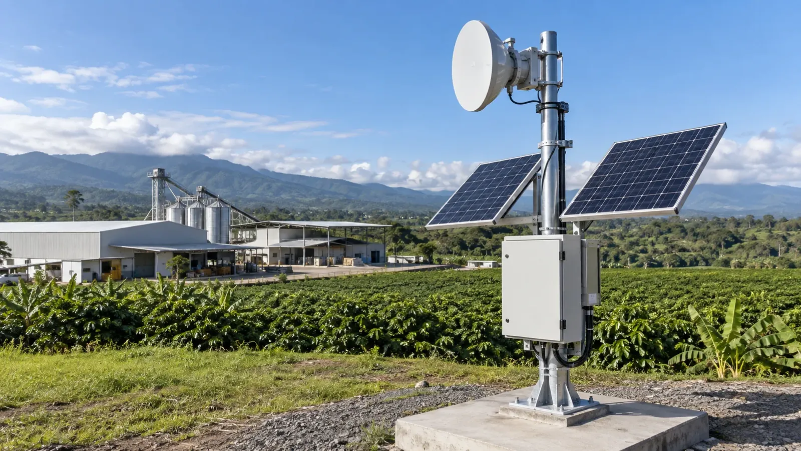 Antena de enlace de datos con alimentación solar